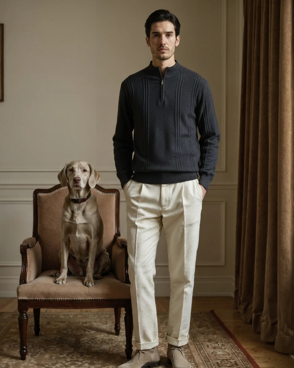 Luxury Ribbed Half Zip